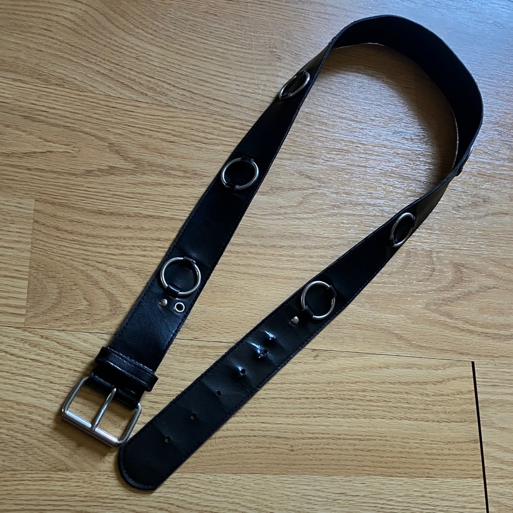 Chic Black Belt with Silver Accents